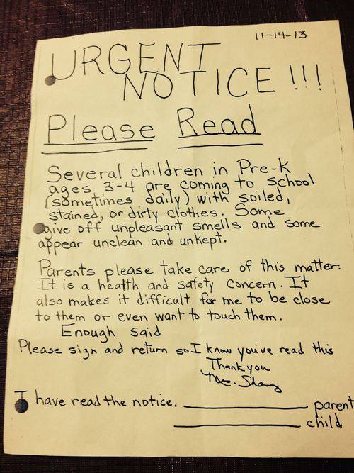 A DIRTY LETTER: A school teacher took measures into her own hands after she said some of her students were coming to school dirty. She sent out this note, and now she's facing disciplinary action. TELL US: Do you think the teacher is out of line? 